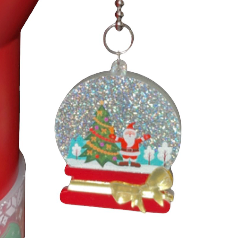 Santa Snowglobe Glittered Handle Charm