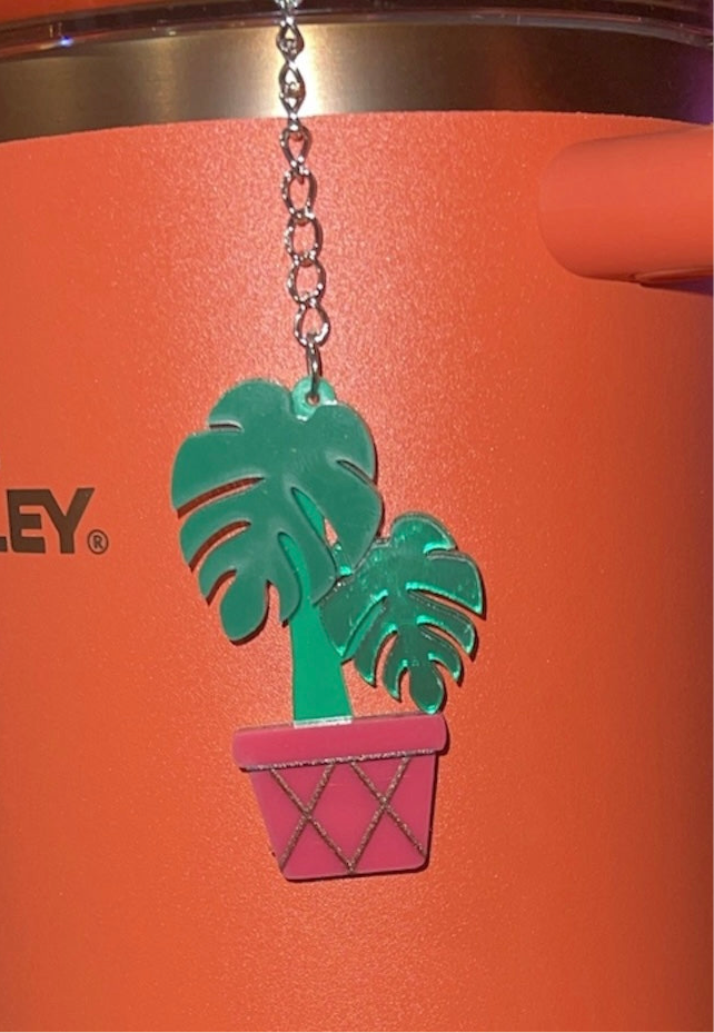 Monstera Straw Charm