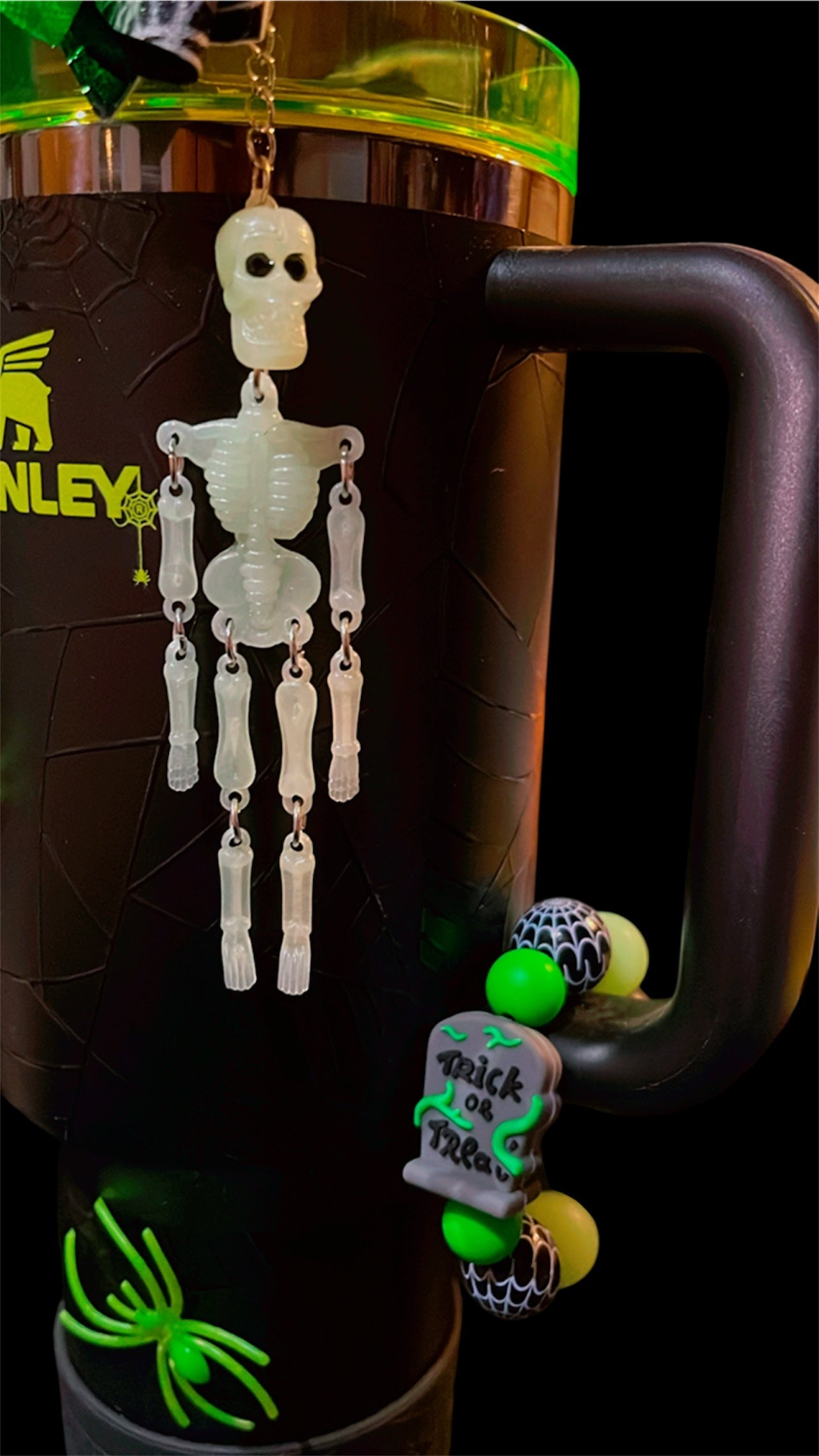 Glow in the Dark Skeleton Straw Charm