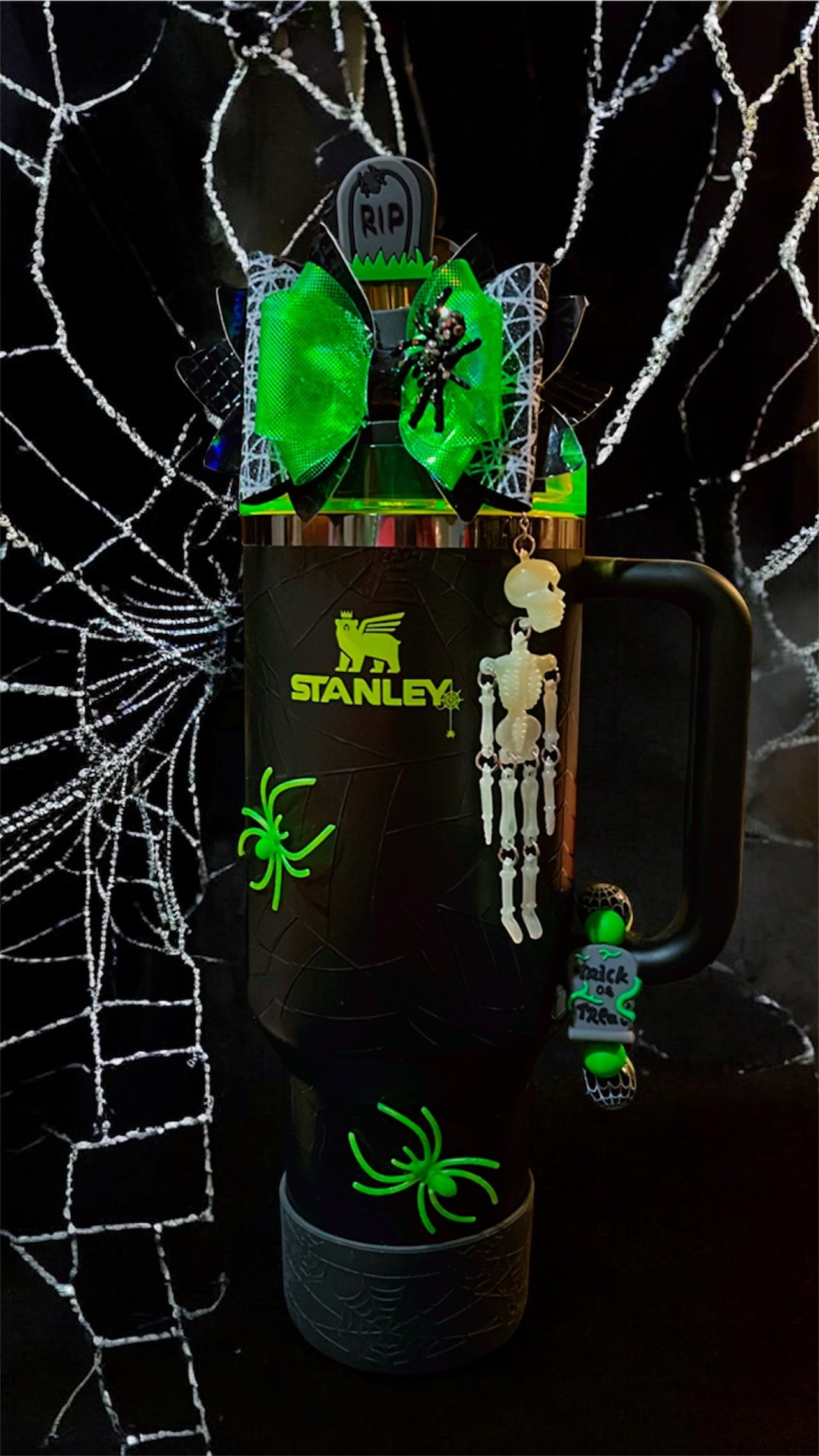 Glow in the Dark Skeleton Straw Charm