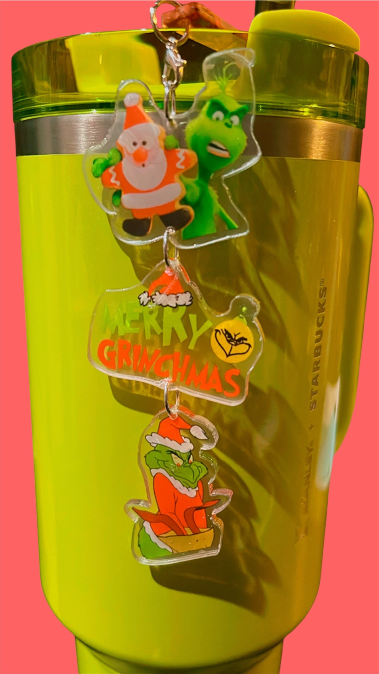 Merry Grinchmas Straw Charm