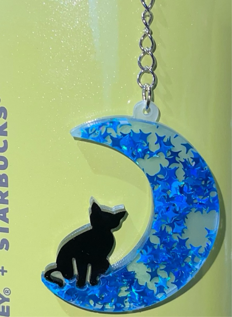 Moon Cat Straw Charm