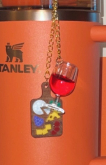 Charcuterie & Wine Straw Charm