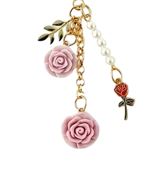 LSF Pink Rose Straw Charm