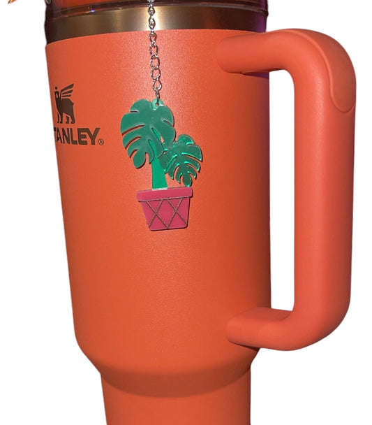 Monstera Straw Charm