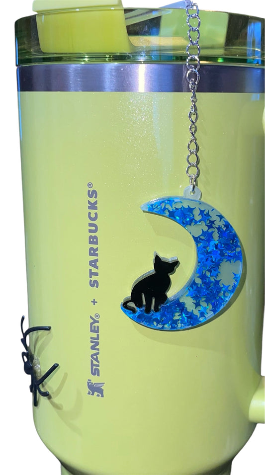 Moon Cat Straw Charm